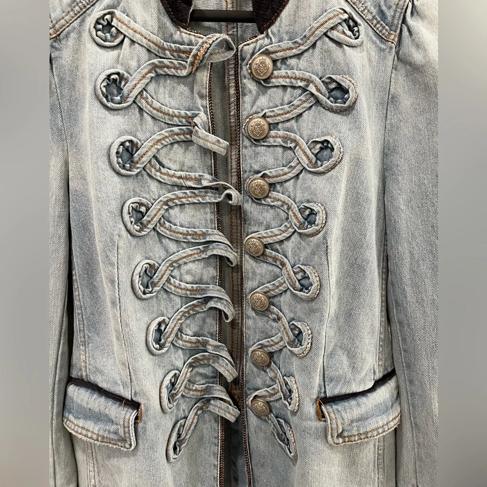 Free People Denim Seamed And Structured Jacket - Picture 4 of 8